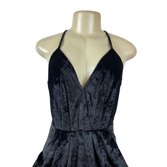 BCBGeneration Black Velvet Halter Midi Dress With Draped Pockets Size S - New - Picture 4 of 11